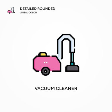 Elektrik süpürgesi vektör simgesi. Modern vektör illüstrasyon kavramları. Düzenlemesi ve kişiselleştirmesi kolay.