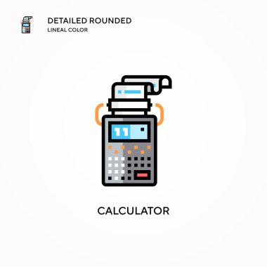 Hesap makinesi vektör simgesi. Modern vektör illüstrasyon kavramları. Düzenlemesi ve kişiselleştirmesi kolay.