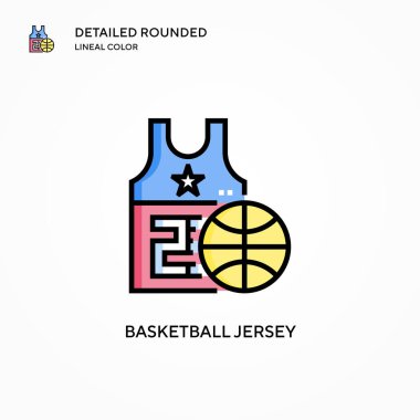 Basketbol forması vektör ikonu. Modern vektör illüstrasyon kavramları. Düzenlemesi ve kişiselleştirmesi kolay.