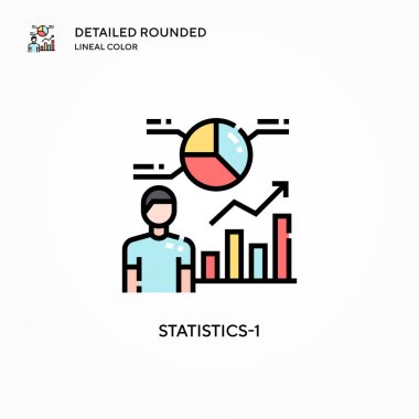 İstatistik-1 vektör simgesi. Modern vektör illüstrasyon kavramları. Düzenlemesi ve kişiselleştirmesi kolay.