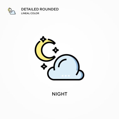 Gece vektör simgesi. Modern vektör illüstrasyon kavramları. Düzenlemesi ve kişiselleştirmesi kolay.