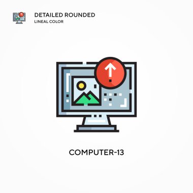 Bilgisayar-13 vektör simgesi. Modern vektör illüstrasyon kavramları. Düzenlemesi ve kişiselleştirmesi kolay.