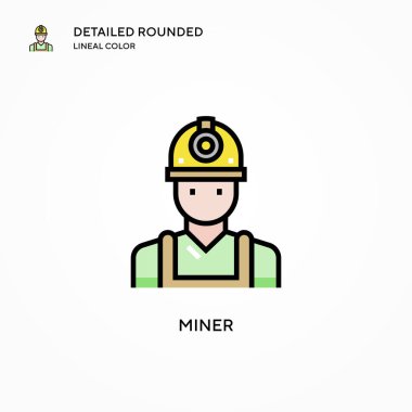 Madenci vektör simgesi. Modern vektör illüstrasyon kavramları. Düzenlemesi ve kişiselleştirmesi kolay.