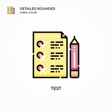 Test vektör simgesi. Modern vektör illüstrasyon kavramları. Düzenlemesi ve kişiselleştirmesi kolay.