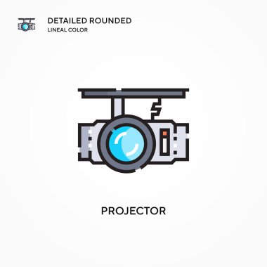 Projektör vektör simgesi. Modern vektör illüstrasyon kavramları. Düzenlemesi ve kişiselleştirmesi kolay.