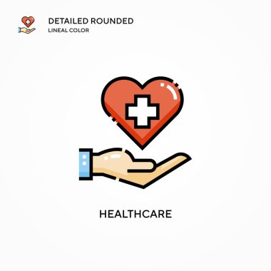 Sağlık hizmeti vektör simgesi. Modern vektör illüstrasyon kavramları. Düzenlemesi ve kişiselleştirmesi kolay.