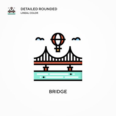 Köprü vektör simgesi. Modern vektör illüstrasyon kavramları. Düzenlemesi ve kişiselleştirmesi kolay.