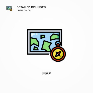 Harita vektör simgesi. Modern vektör illüstrasyon kavramları. Düzenlemesi ve kişiselleştirmesi kolay.