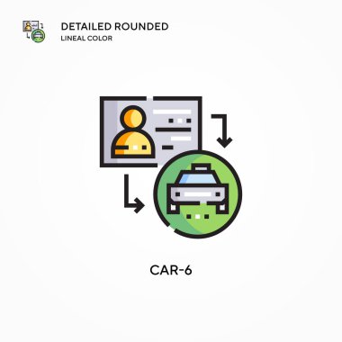 Araç-6 vektör simgesi. Modern vektör illüstrasyon kavramları. Düzenlemesi ve kişiselleştirmesi kolay.