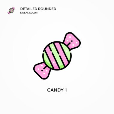 Candy-1 vektör simgesi. Modern vektör illüstrasyon kavramları. Düzenlemesi ve kişiselleştirmesi kolay.
