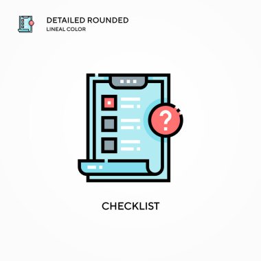 Kontrol listesi vektör simgesi. Modern vektör illüstrasyon kavramları. Düzenlemesi ve kişiselleştirmesi kolay.