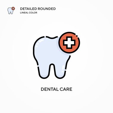 Diş bakımı vektör ikonu. Modern vektör illüstrasyon kavramları. Düzenlemesi ve kişiselleştirmesi kolay.
