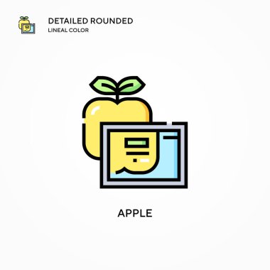 Elma vektör simgesi. Modern vektör illüstrasyon kavramları. Düzenlemesi ve kişiselleştirmesi kolay.