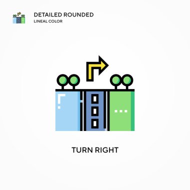 Sağa dönüş vektör simgesi. Modern vektör illüstrasyon kavramları. Düzenlemesi ve kişiselleştirmesi kolay.