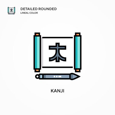 Kanji vektör simgesi. Modern vektör illüstrasyon kavramları. Düzenlemesi ve kişiselleştirmesi kolay.