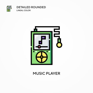 Müzik çalar vektör simgesi. Modern vektör illüstrasyon kavramları. Düzenlemesi ve kişiselleştirmesi kolay.