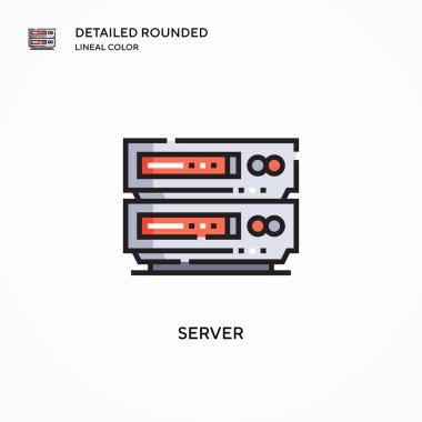 Sunucu vektör simgesi. Modern vektör illüstrasyon kavramları. Düzenlemesi ve kişiselleştirmesi kolay.