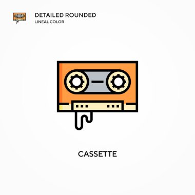 Kaset vektör simgesi. Modern vektör illüstrasyon kavramları. Düzenlemesi ve kişiselleştirmesi kolay.