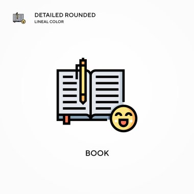 Kitap vektör simgesi. Modern vektör illüstrasyon kavramları. Düzenlemesi ve kişiselleştirmesi kolay.