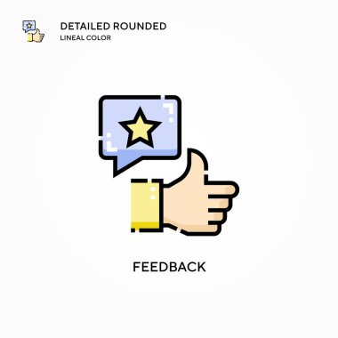 Geri besleme vektör simgesi. Modern vektör illüstrasyon kavramları. Düzenlemesi ve kişiselleştirmesi kolay.