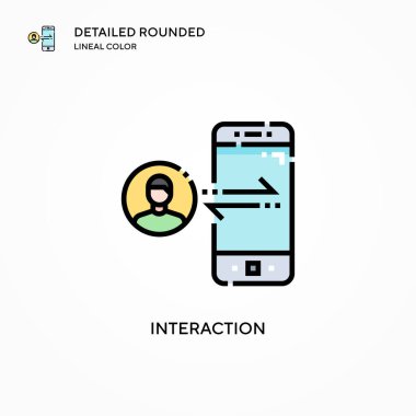 Etkileşim vektör simgesi. Modern vektör illüstrasyon kavramları. Düzenlemesi ve kişiselleştirmesi kolay.