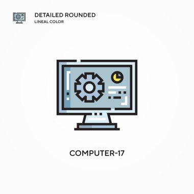 Bilgisayar-17 vektör simgesi. Modern vektör illüstrasyon kavramları. Düzenlemesi ve kişiselleştirmesi kolay.