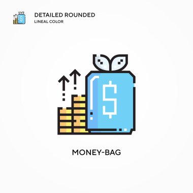 Para çantası vektör simgesi. Modern vektör illüstrasyon kavramları. Düzenlemesi ve kişiselleştirmesi kolay.