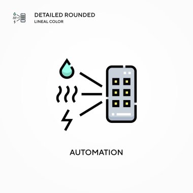 Otomasyon vektör simgesi. Modern vektör illüstrasyon kavramları. Düzenlemesi ve kişiselleştirmesi kolay.