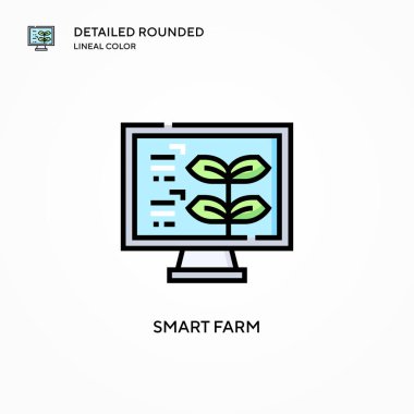 Akıllı çiftlik vektör simgesi. Modern vektör illüstrasyon kavramları. Düzenlemesi ve kişiselleştirmesi kolay.