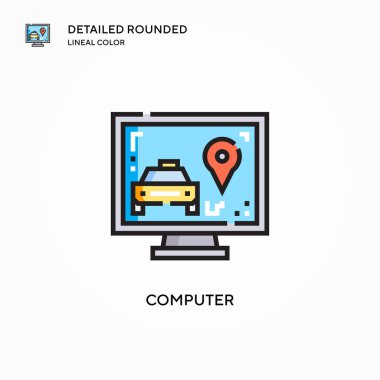 Bilgisayar vektör simgesi. Modern vektör illüstrasyon kavramları. Düzenlemesi ve kişiselleştirmesi kolay.