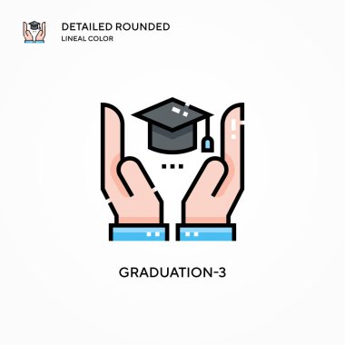 Mezuniyet-3 vektör simgesi. Modern vektör illüstrasyon kavramları. Düzenlemesi ve kişiselleştirmesi kolay.