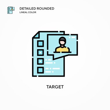 Hedef vektör simgesi. Modern vektör illüstrasyon kavramları. Düzenlemesi ve kişiselleştirmesi kolay.