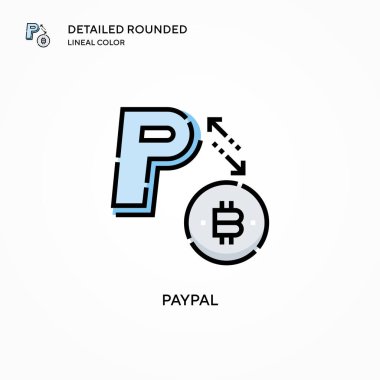 Paypal vektör simgesi. Modern vektör illüstrasyon kavramları. Düzenlemesi ve kişiselleştirmesi kolay.