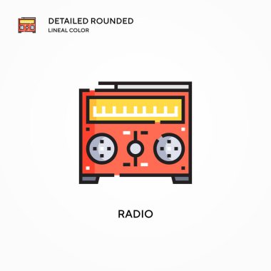 Radyo vektör simgesi. Modern vektör illüstrasyon kavramları. Düzenlemesi ve kişiselleştirmesi kolay.