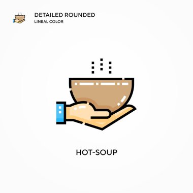 Sıcak çorba vektör simgesi. Modern vektör illüstrasyon kavramları. Düzenlemesi ve kişiselleştirmesi kolay.