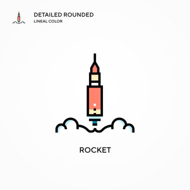 Roket vektör simgesi. Modern vektör illüstrasyon kavramları. Düzenlemesi ve kişiselleştirmesi kolay.