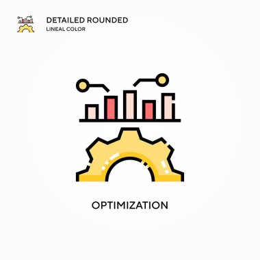 Optimizasyon vektör simgesi. Modern vektör illüstrasyon kavramları. Düzenlemesi ve kişiselleştirmesi kolay.