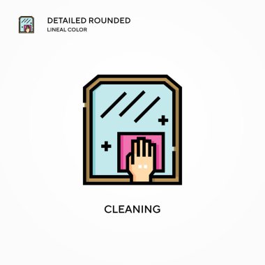 Temizleme vektör simgesi. Modern vektör illüstrasyon kavramları. Düzenlemesi ve kişiselleştirmesi kolay.