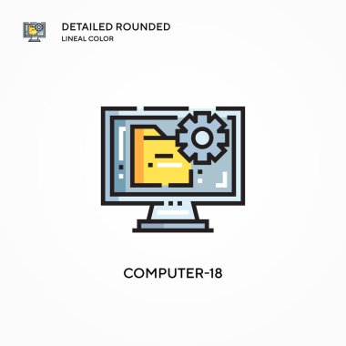 Bilgisayar-18 vektör simgesi. Modern vektör illüstrasyon kavramları. Düzenlemesi ve kişiselleştirmesi kolay.