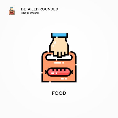 Yiyecek vektör simgesi. Modern vektör illüstrasyon kavramları. Düzenlemesi ve kişiselleştirmesi kolay.