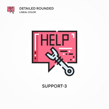 Destek 3 vektör simgesi. Modern vektör illüstrasyon kavramları. Düzenlemesi ve kişiselleştirmesi kolay.