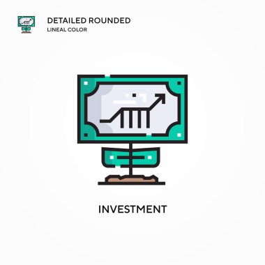 Yatırım vektör simgesi. Modern vektör illüstrasyon kavramları. Düzenlemesi ve kişiselleştirmesi kolay.
