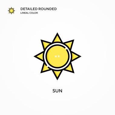 Güneş vektör simgesi. Modern vektör illüstrasyon kavramları. Düzenlemesi ve kişiselleştirmesi kolay.