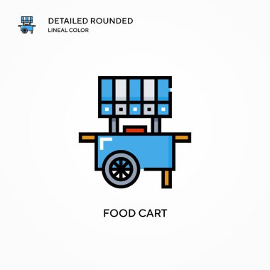 Yemek arabası vektör ikonu. Modern vektör illüstrasyon kavramları. Düzenlemesi ve kişiselleştirmesi kolay.