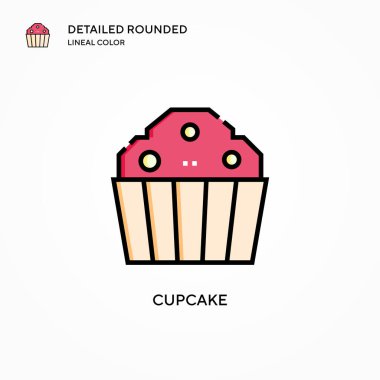 Cupcake vektör simgesi. Modern vektör illüstrasyon kavramları. Düzenlemesi ve kişiselleştirmesi kolay.