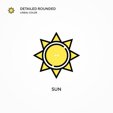 Güneş vektör simgesi. Modern vektör illüstrasyon kavramları. Düzenlemesi ve kişiselleştirmesi kolay.