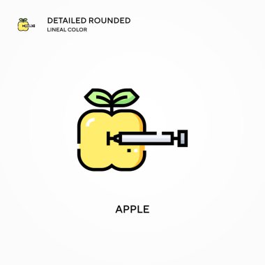 Elma vektör simgesi. Modern vektör illüstrasyon kavramları. Düzenlemesi ve kişiselleştirmesi kolay.