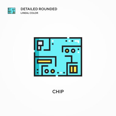 Çip vektör simgesi. Modern vektör illüstrasyon kavramları. Düzenlemesi ve kişiselleştirmesi kolay.