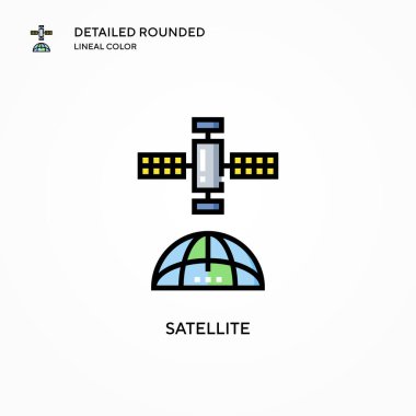 Uydu vektör simgesi. Modern vektör illüstrasyon kavramları. Düzenlemesi ve kişiselleştirmesi kolay.