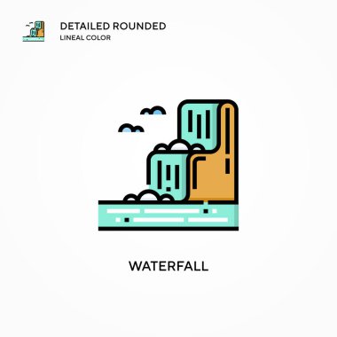 Şelale vektör simgesi. Modern vektör illüstrasyon kavramları. Düzenlemesi ve kişiselleştirmesi kolay.